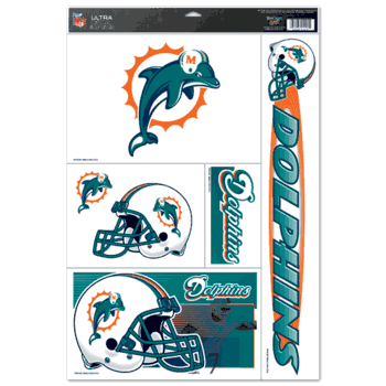 Miami Dolphins Ultra Decal 11in x 17in Multi Logo