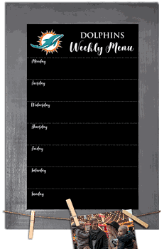 Miami Dolphins Weekly Chalkboard with frame & clothespins 11x19 Sign