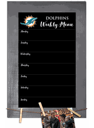 Miami Dolphins Weekly Chalkboard with frame & clothespins 11x19 Sign