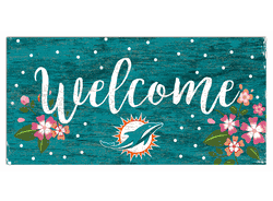 Miami Dolphins Welcome Floral 6x12 Sign