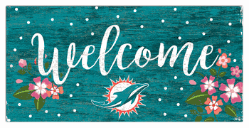Miami Dolphins Welcome Floral 6x12 Sign
