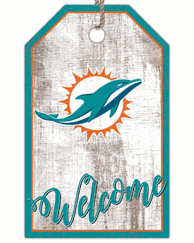 Miami Dolphins Welcome Team Tag 11x19 Sign
