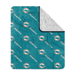 Miami Dolphins White Backed Plush Sherpa Throw 50x60