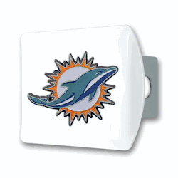 Miami Dolphins White Metal Hitch Cover with  3D Color Emblem