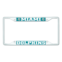 Miami Dolphins White Metal License Plate Frame - 6.25"x12.25"