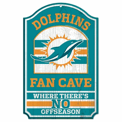 Miami Dolphins Wood Sign - 11"x17" Fan Cave Design