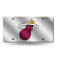 Miami Heat  12" x 6" Silver Laser Cut Tag For Car/Truck/SUV