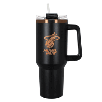 Miami Heat 40oz Black and Copper Colossus Travel Mug with Straw