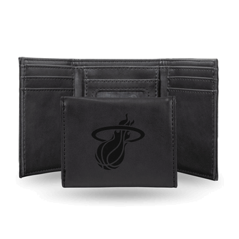Miami Heat Black Laser Engraved Faux Leather Trifold