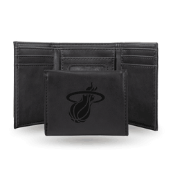 Miami Heat Black Laser Engraved Tri-Fold Wallet