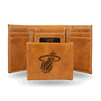 Miami Heat Brown Laser Engraved Tri-Fold Wallet