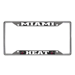 Miami Heat Chrome Metal License Plate Frame, 6.25in x 12.25in