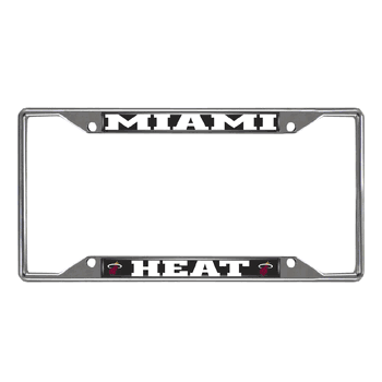 Miami Heat Chrome Metal License Plate Frame, 6.25in x 12.25in