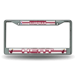 Miami Heat Classic 12" x 6" Silver Bling Chrome Car/Truck/SUV Auto Accessory