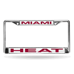 Miami Heat Laser Chrome Frame - White Background With Maroon Letters