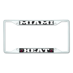 Miami Heat White Metal License Plate Frame - 6.25"x12.25"