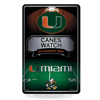 Miami Hurricanes 11X17 Large Embossed Metal Wall Sign