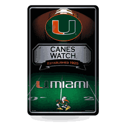Miami Hurricanes 11X17 Large Embossed Metal Wall Sign