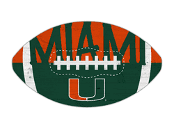 Miami Hurricanes 12" Football Cutout Sign with City Name