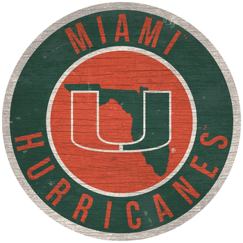 Miami Hurricanes 12 in. Circle w/ State Sign