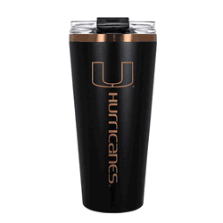 Miami Hurricanes 32oz Black and Copper Big Slim with Straw
