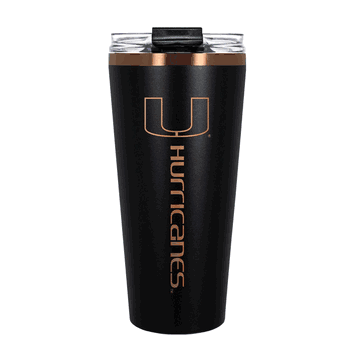 Miami Hurricanes 32oz Black and Copper Big Slim with Straw