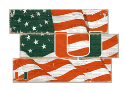Miami Hurricanes American Flag 3 Plank
