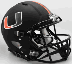 Miami Hurricanes  Authentic Speed Full Size Football Helmet 2017 Nights Matte Black