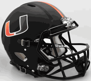 Miami Hurricanes  Authentic Speed Full Size Football Helmet 2017 Nights Matte Black