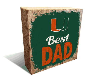 Miami Hurricanes Best Dad 6x6 Wood Block