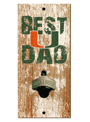 Miami Hurricanes Best Dad Bottle Opener Wood Sign