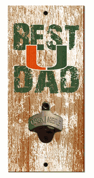 Miami Hurricanes Best Dad Bottle Opener Wood Sign