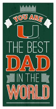 Miami Hurricanes Best Dad in the World 6x12 Sign