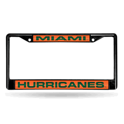 Miami Hurricanes Black 12" x 6" Black Laser Cut Chrome Frame