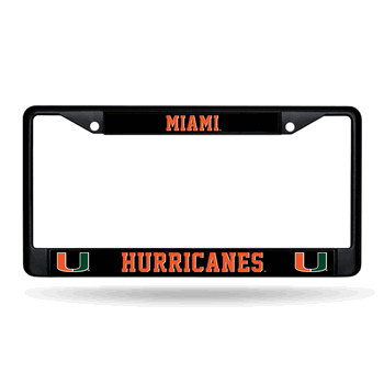 Miami Hurricanes Standard Black Chrome Frame with Plastic Inserts 12