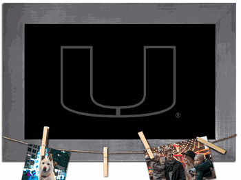 Miami Hurricanes Blank Chalkboard with frame & clothespins 11x19 Sign