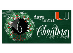 Miami Hurricanes Chalk Christmas Countdown 6x12 Sign