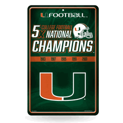 Miami Hurricanes Champ 11" x 17" Home Decor Sign