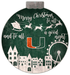 Miami Hurricanes Christmas Village 12in Wall Art