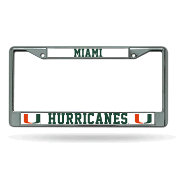 Miami Hurricanes Standard Chrome Frame with Plastic Inserts 12