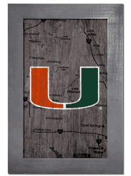Miami Hurricanes City Map 11x19 Sign