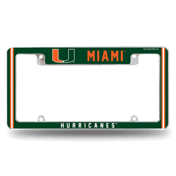 Miami Hurricanes Classic 12" x 6" Chrome All Over Automotive License Plate Frame