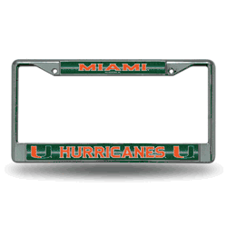 Miami Hurricanes Classic 12" x 6" Silver Bling Chrome Car/Truck/SUV Auto Accessory