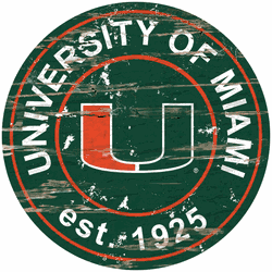 Miami Hurricanes Distressed Round Sign