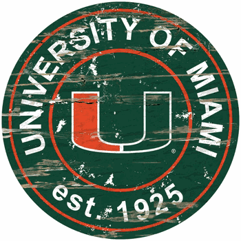 Miami Hurricanes Distressed Round Sign