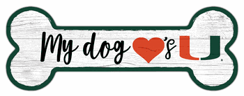 Miami Hurricanes Dog Bone 6x12 Sign