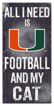 Miami Hurricanes Football and My Cat 6x12 Sign