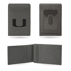 Miami Hurricanes Gray Laser Engraved Front Pocket Wallet