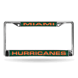 Miami Hurricanes Green 12" x 6" Laser Cut Chrome Frame