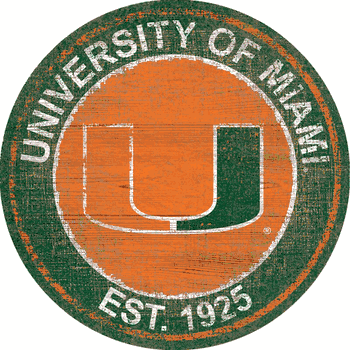 Miami Hurricanes Heritage Logo Round Sign